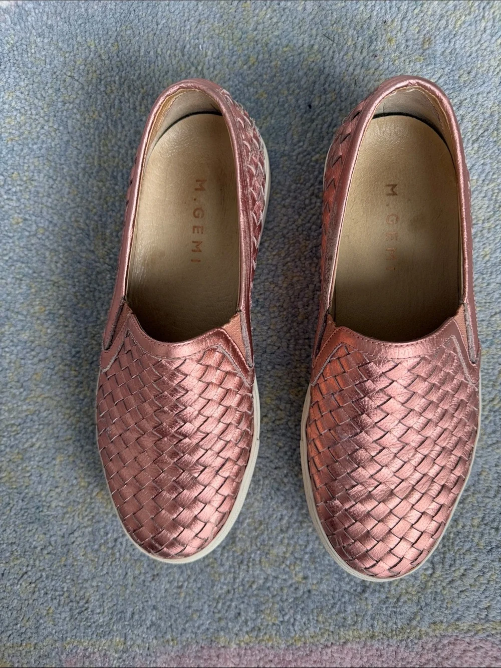 M.Gemi The Cerchio Due Metallic Rose Leather Sneakers Size 39.5